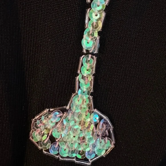 Black Y2K Sequin Champagne Glass Bubbly Celebrate Party Granny Fairy Whimsical - Picture 3 of 9